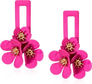 Large Flower Statement Earrings for Women Summer Beach Floral Handmade Drop Jewelry