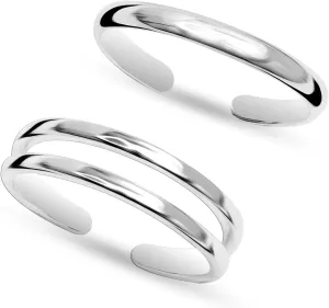 LeCalla 925 Sterling Silver Minimalist Toe Rings Set Simple Open Adjustable Toe-Rings for Women