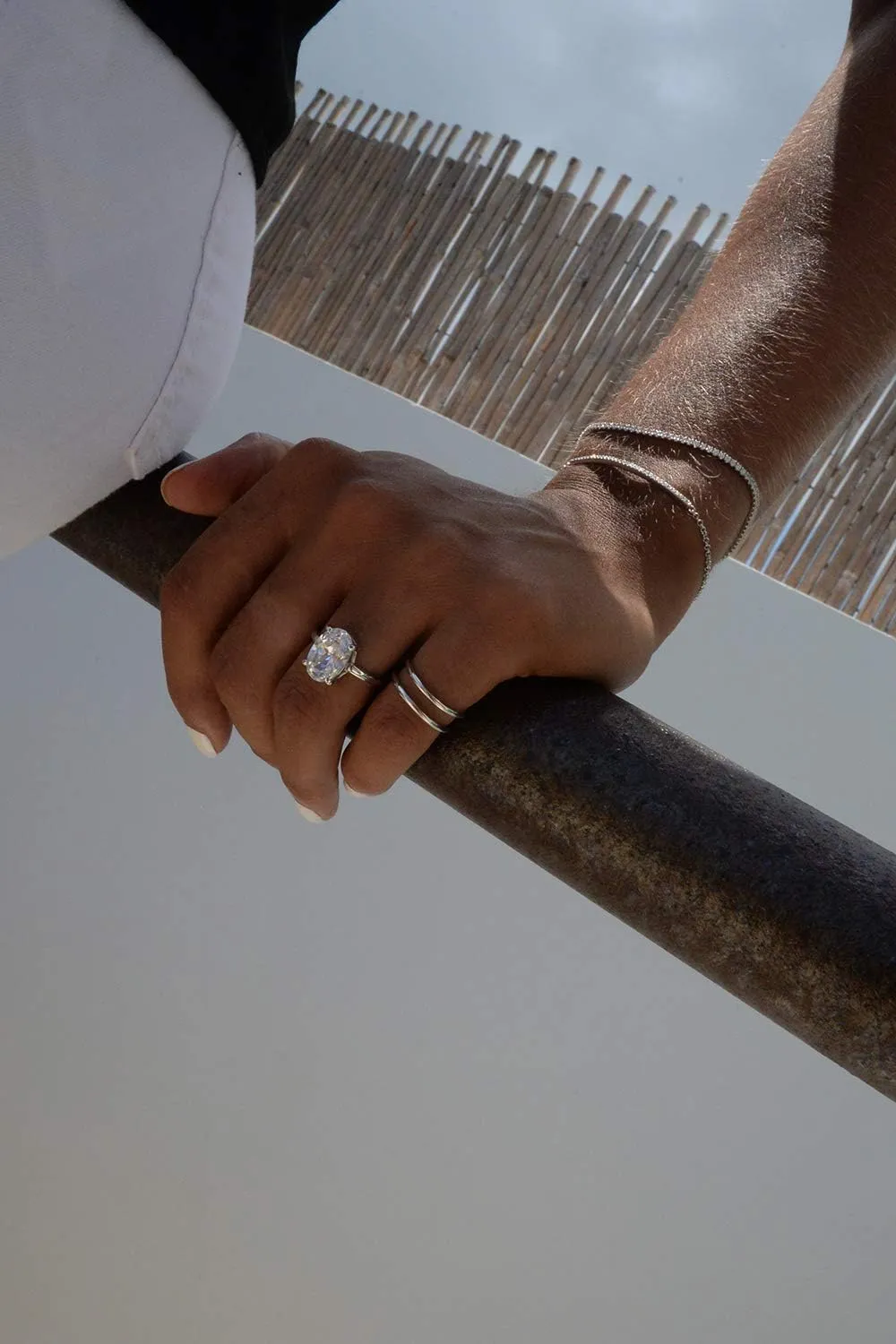 LEMON GRASS Sterling Silver Simple Band Ring Open Ring Ajustable Wide Band Line Rings