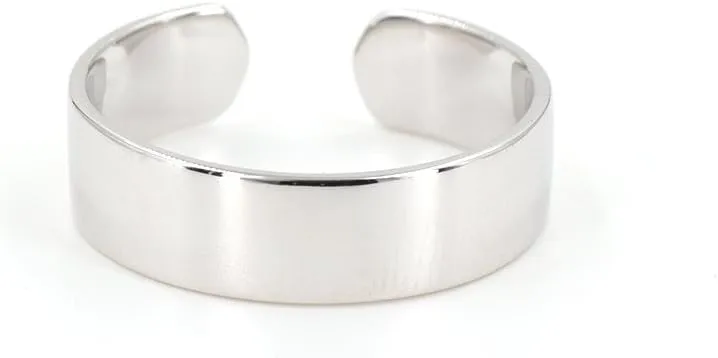 LEMON GRASS Sterling Silver Simple Band Ring Open Ring Ajustable Wide Band Line Rings