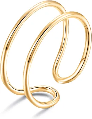 LEMON GRASS Sterling Silver Simple Band Ring Open Ring Ajustable Wide Band Line Rings