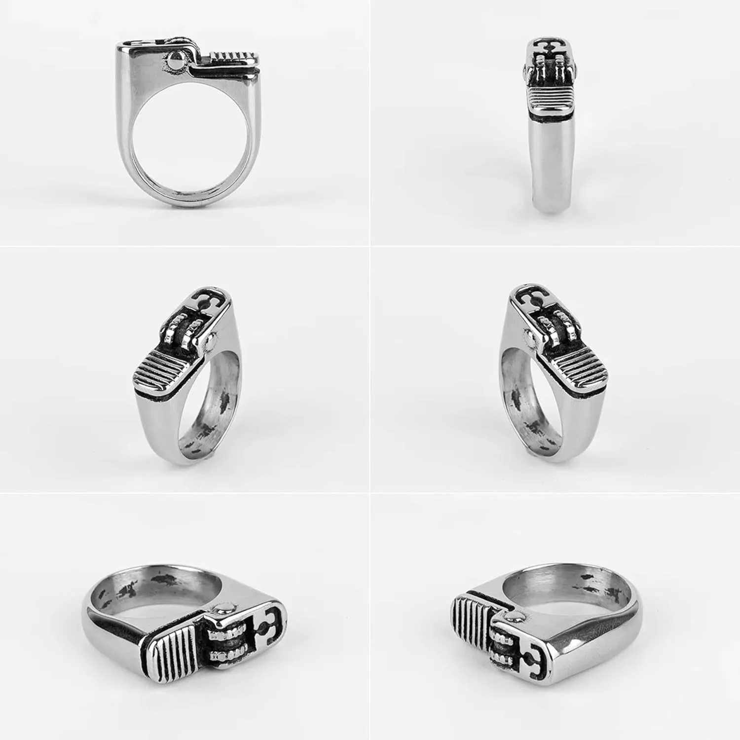 Lighter Ring  Cool Hip Hop Unique Stainless Steel Statement Jewelry for Men and Women  Edgy Punk, Gothic, and Urban, Emo, y2k Style, Stainless Steel, Durable Ring