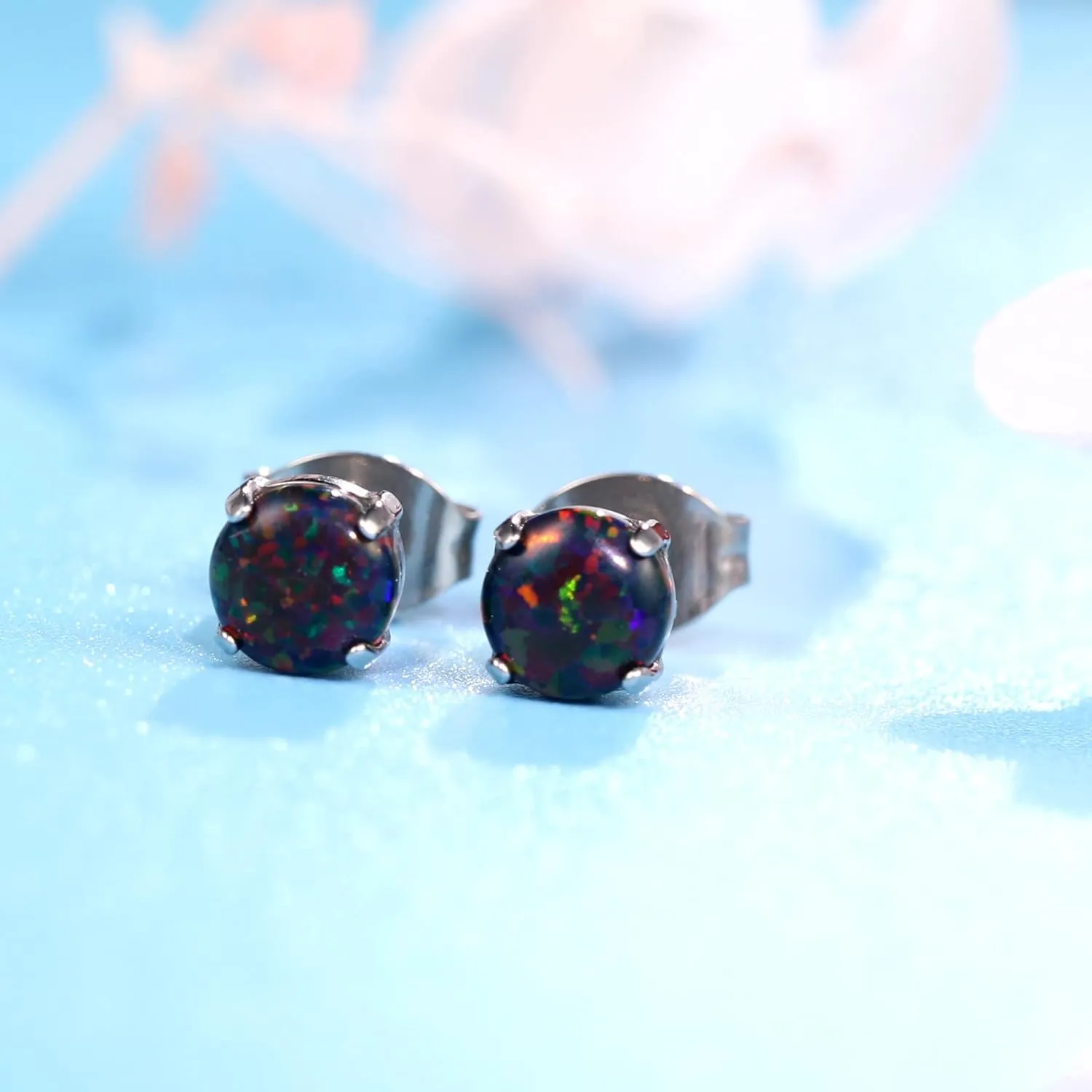 Limerencia G23 Hypoallergenic Pure Titanium Earrings, Opal/Moonstone/Cat's Eye/Blue Turquoise Stud Earrings, F136 Implant Grade|Delicate Jewelry for Sensitive Ears