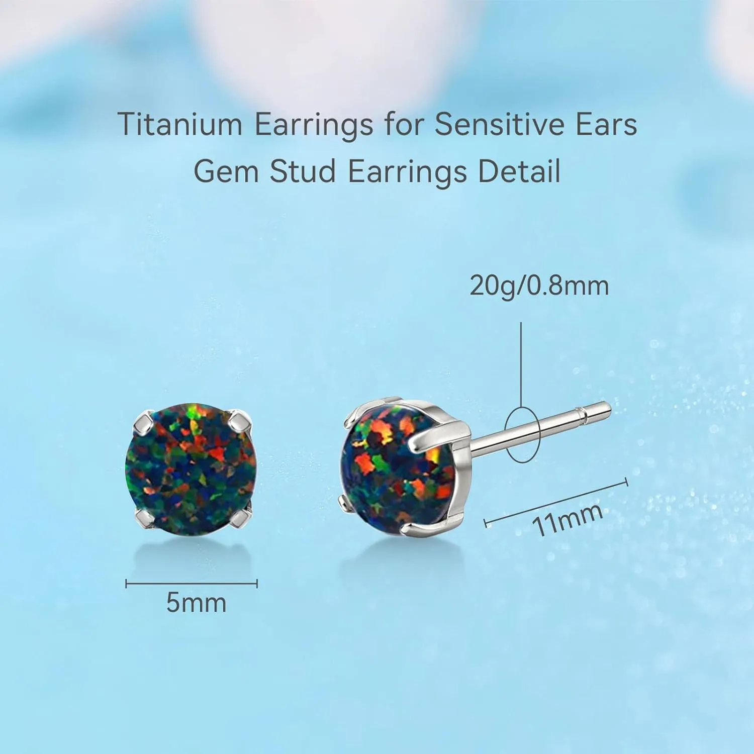 Limerencia G23 Hypoallergenic Pure Titanium Earrings, Opal/Moonstone/Cat's Eye/Blue Turquoise Stud Earrings, F136 Implant Grade|Delicate Jewelry for Sensitive Ears