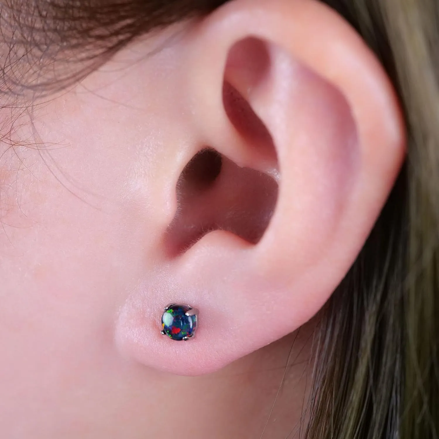 Limerencia G23 Hypoallergenic Pure Titanium Earrings, Opal/Moonstone/Cat's Eye/Blue Turquoise Stud Earrings, F136 Implant Grade|Delicate Jewelry for Sensitive Ears