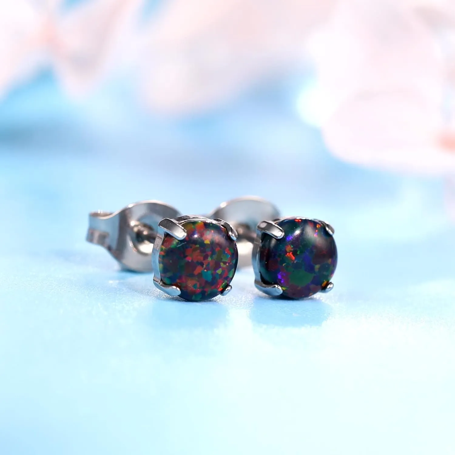 Limerencia G23 Hypoallergenic Pure Titanium Earrings, Opal/Moonstone/Cat's Eye/Blue Turquoise Stud Earrings, F136 Implant Grade|Delicate Jewelry for Sensitive Ears
