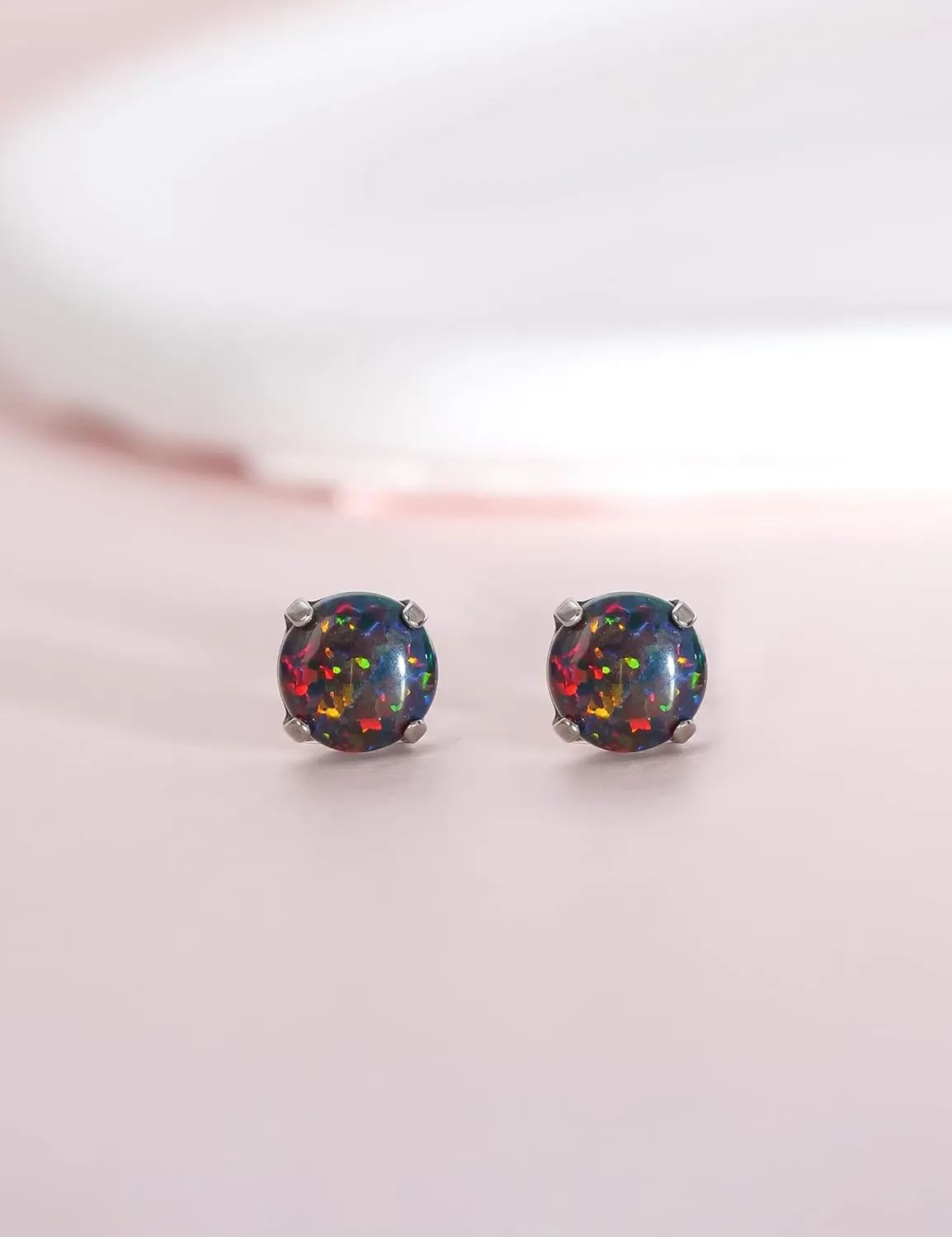 Limerencia G23 Hypoallergenic Pure Titanium Earrings, Opal/Moonstone/Cat's Eye/Blue Turquoise Stud Earrings, F136 Implant Grade|Delicate Jewelry for Sensitive Ears