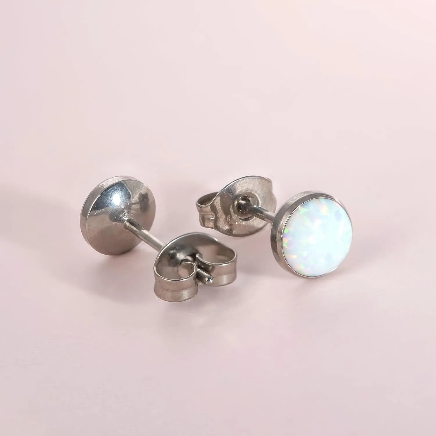 Limerencia G23 Pure Titanium Hypoallergenic Earrings | Minimalist Opal Stud Earrings | F136 Implant Grade | Suitable for Sensitive Ears Delicate Jewelry