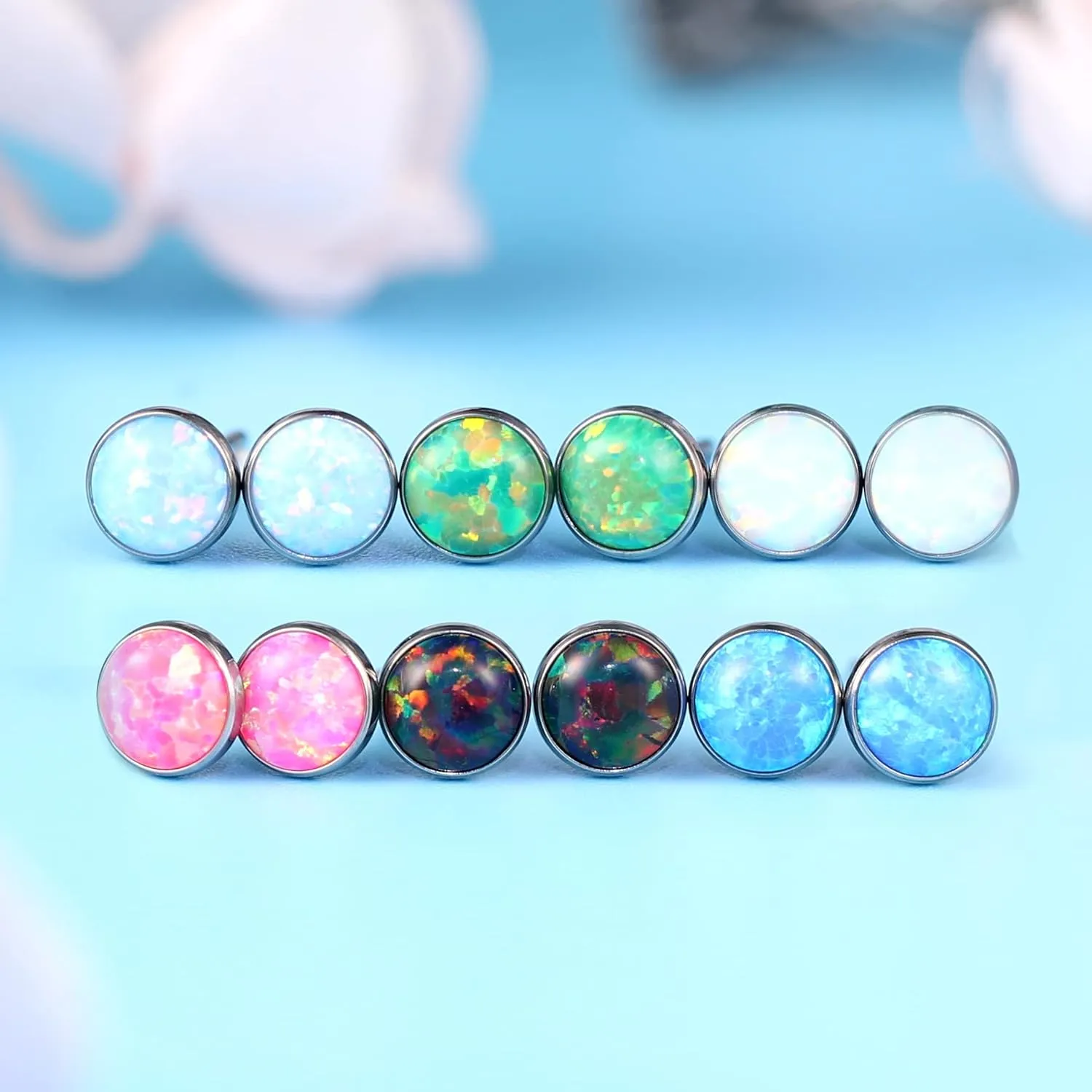 Limerencia G23 Pure Titanium Hypoallergenic Earrings | Minimalist Opal Stud Earrings | F136 Implant Grade | Suitable for Sensitive Ears Delicate Jewelry