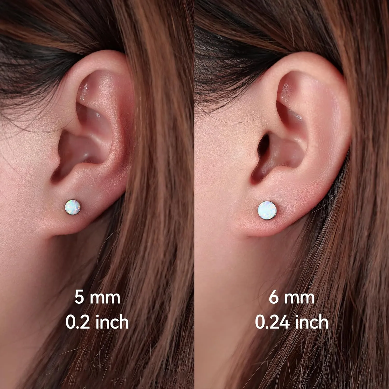 Limerencia G23 Pure Titanium Hypoallergenic Earrings | Minimalist Opal Stud Earrings | F136 Implant Grade | Suitable for Sensitive Ears Delicate Jewelry