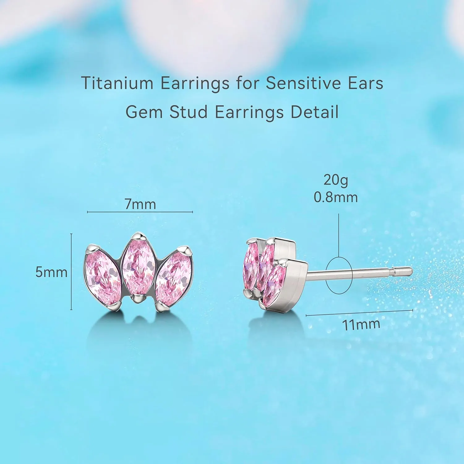 Limerencia Hypoallergenic G23 Pure Titanium Earrings | Crown Cubic Zirconia | F136 Implant Grade Piercing Studs| Suitable for Sensitive Ears Delicate Jewelry