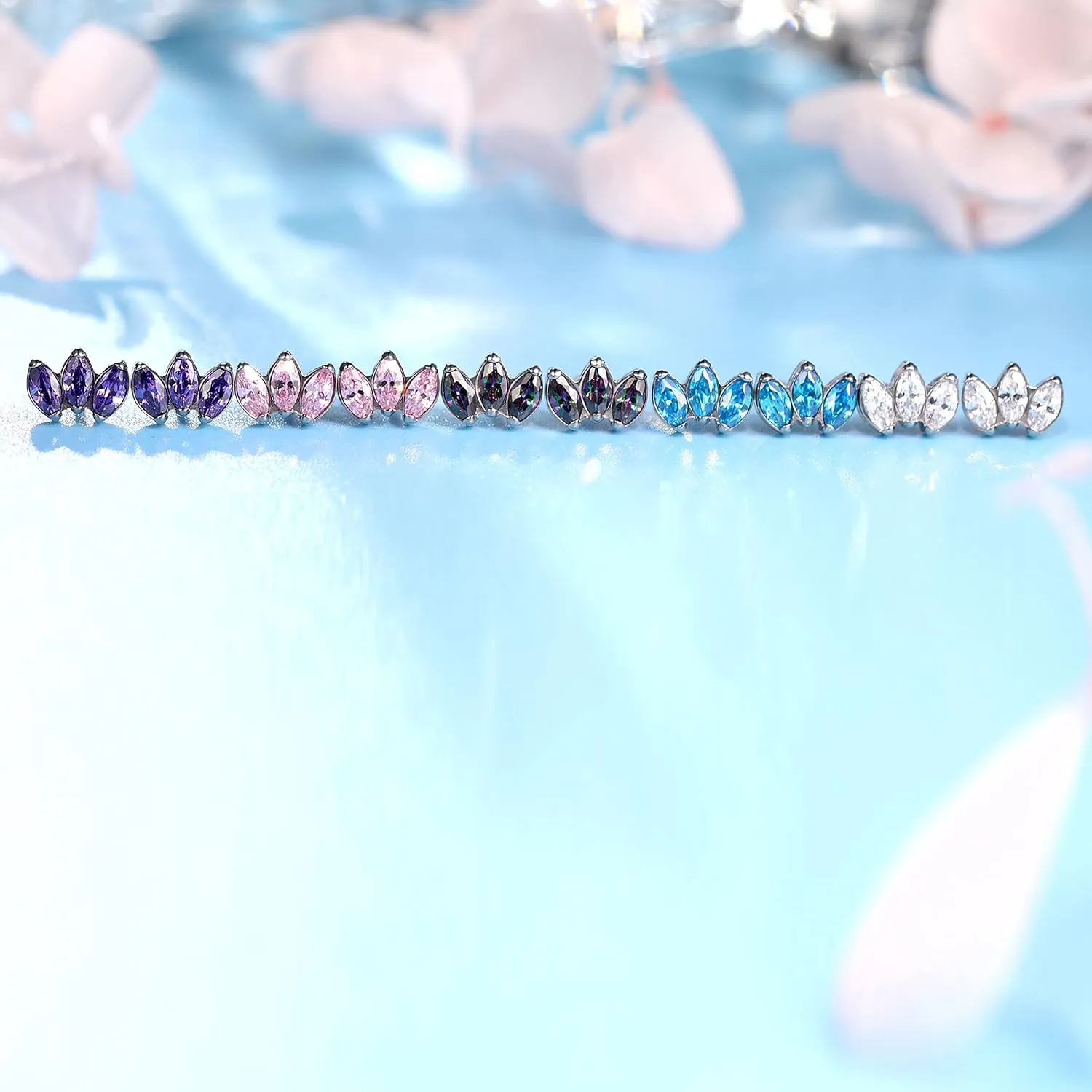 Limerencia Hypoallergenic G23 Pure Titanium Earrings | Crown Cubic Zirconia | F136 Implant Grade Piercing Studs| Suitable for Sensitive Ears Delicate Jewelry
