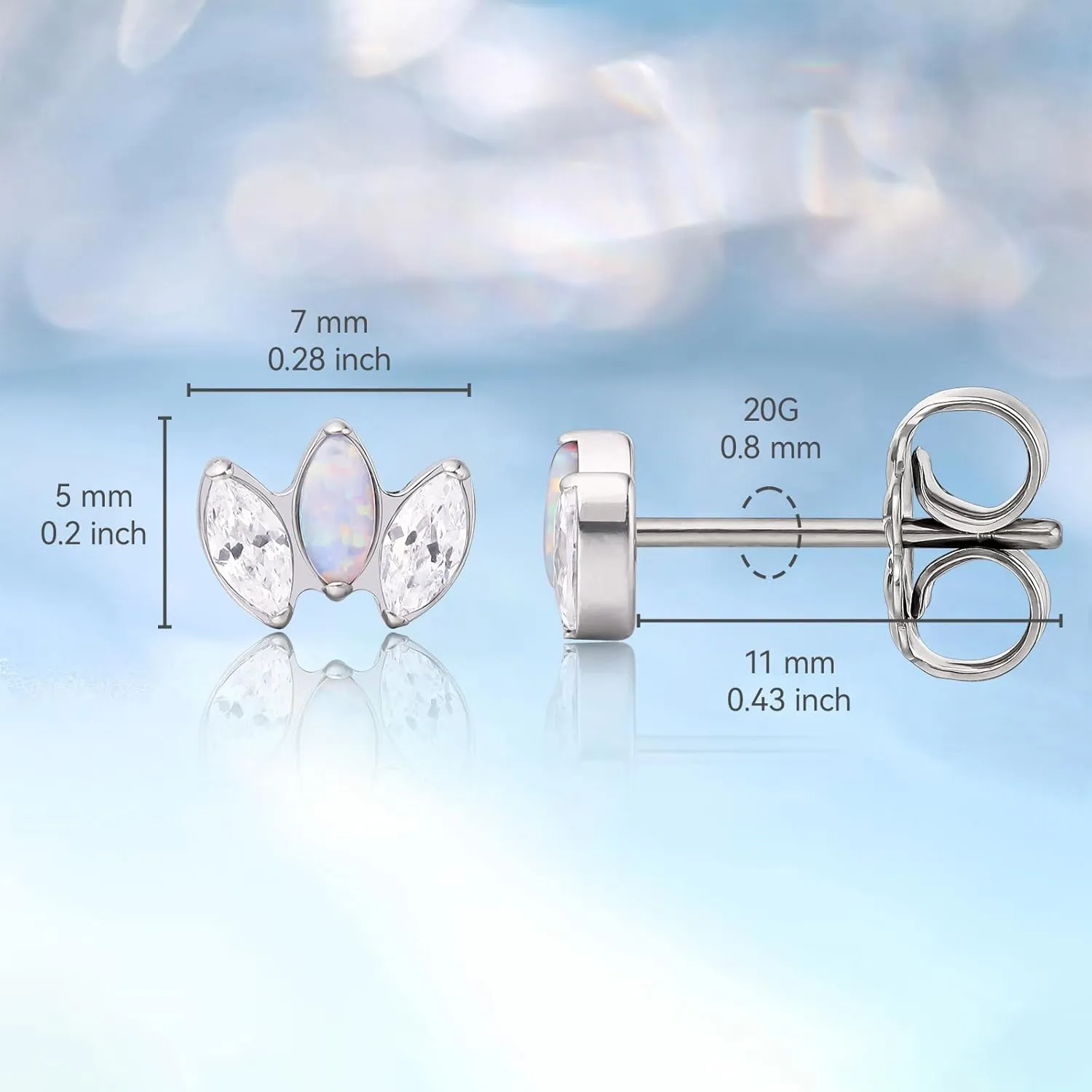 Limerencia Hypoallergenic G23 Pure Titanium Earrings | Crown Cubic Zirconia | F136 Implant Grade Piercing Studs| Suitable for Sensitive Ears Delicate Jewelry