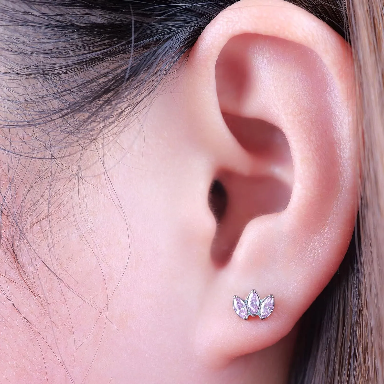 Limerencia Hypoallergenic G23 Pure Titanium Earrings | Crown Cubic Zirconia | F136 Implant Grade Piercing Studs| Suitable for Sensitive Ears Delicate Jewelry