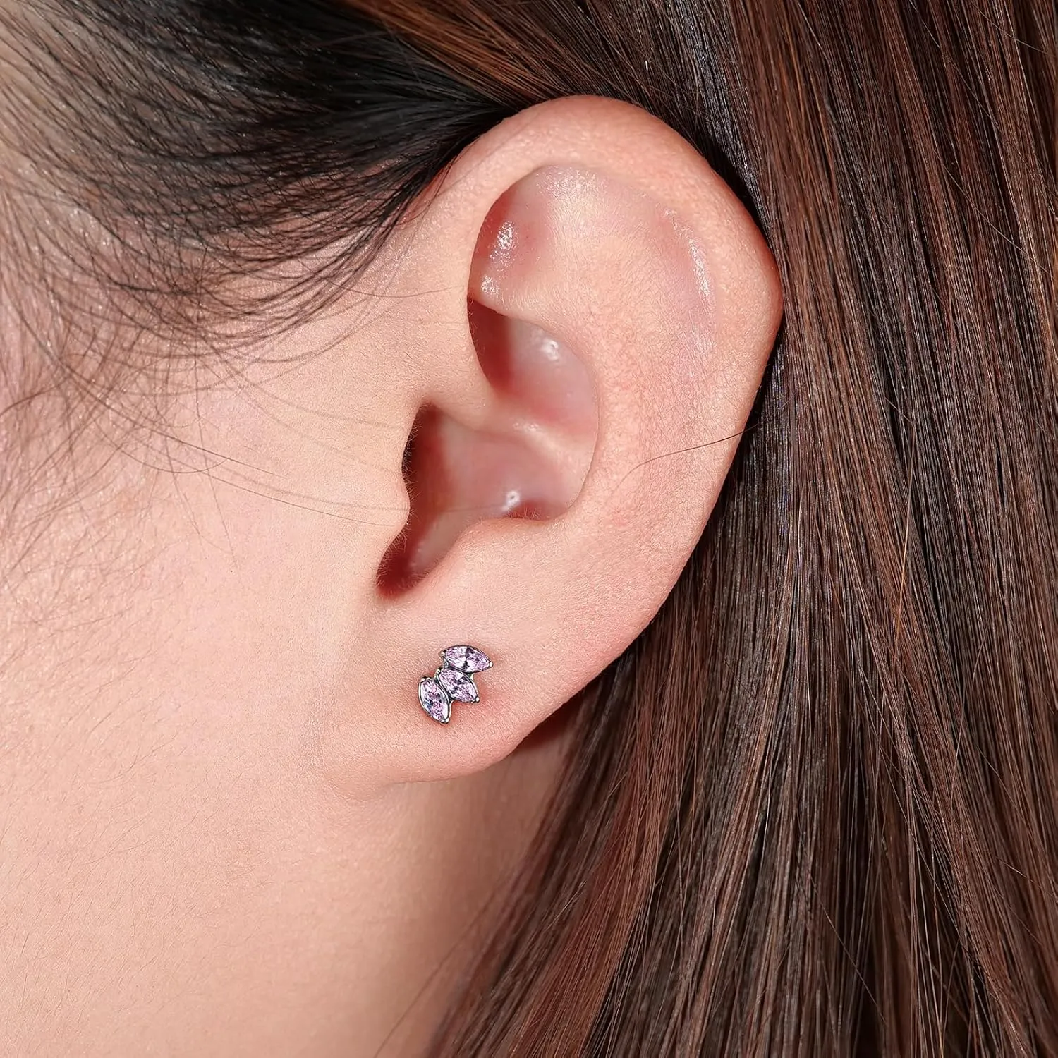 Limerencia Hypoallergenic G23 Pure Titanium Earrings | Crown Cubic Zirconia | F136 Implant Grade Piercing Studs| Suitable for Sensitive Ears Delicate Jewelry