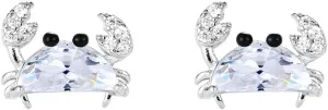 Little Crab Sleeper Tiny Stud Earrings 925 Sterling Silver Dainty Crystal Cubic Zirconia Cartilage Earring Ear Piercing Small Statement Earrings Studs Delicate Jewelry Gifts for Women Girls