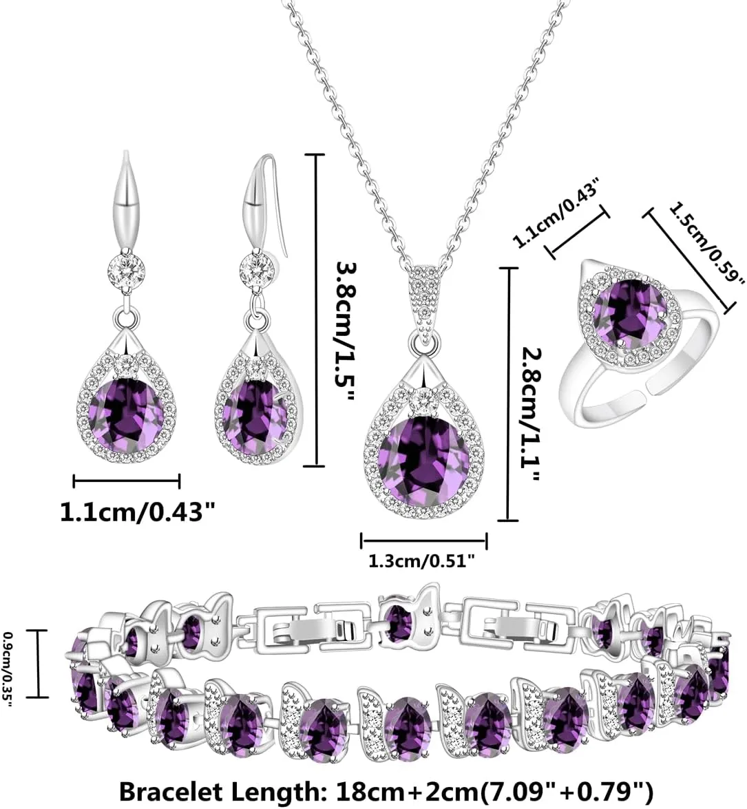 LMXXVJ Jewelry Set For Women,Platinum Plated Necklace Ring Earrings Bracelet Costume Jewelry Set Mother's Day Christmas Birthday Thanksgiving Day Gift for Mom/Wife