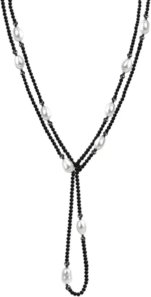 Long Beaded Necklaces for Women Boho,Womens Long Pearl Necklace Western Jewelry,Labradorite Gemstone Bead Necklace,Simple Black Pearl Strand Layered Necklace 55",Handmade Unique Gifts for Women