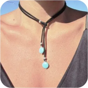 Long tiantian Boho Necklaces for Women Western Jewelry Country Concert Outfits for Women Layered Brown Leather Choker Western Cowgirl Outfits Jewelry
