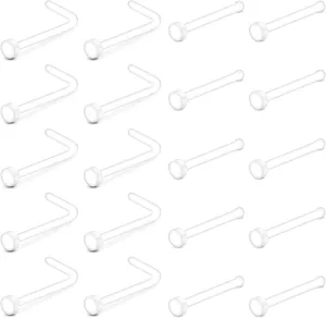 Longita Clear Nose Studs Clear Nose Rings for Work Clear Nose Piercing Plastics Nose Retainer for Surgery Nose Ring Spacers Nose Rings Retainer Septum Retainer Clear Lip Rings Plastic Earrings Studs