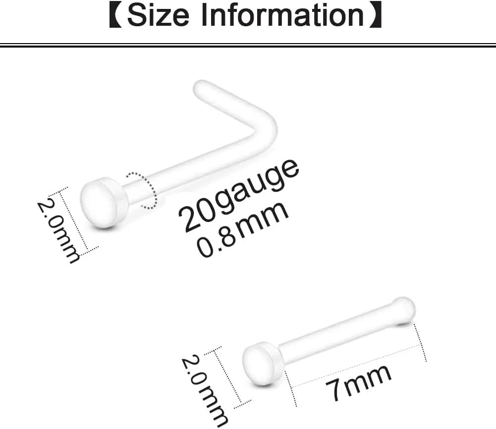 Longita Clear Nose Studs Clear Nose Rings for Work Clear Nose Piercing Plastics Nose Retainer for Surgery Nose Ring Spacers Nose Rings Retainer Septum Retainer Clear Lip Rings Plastic Earrings Studs