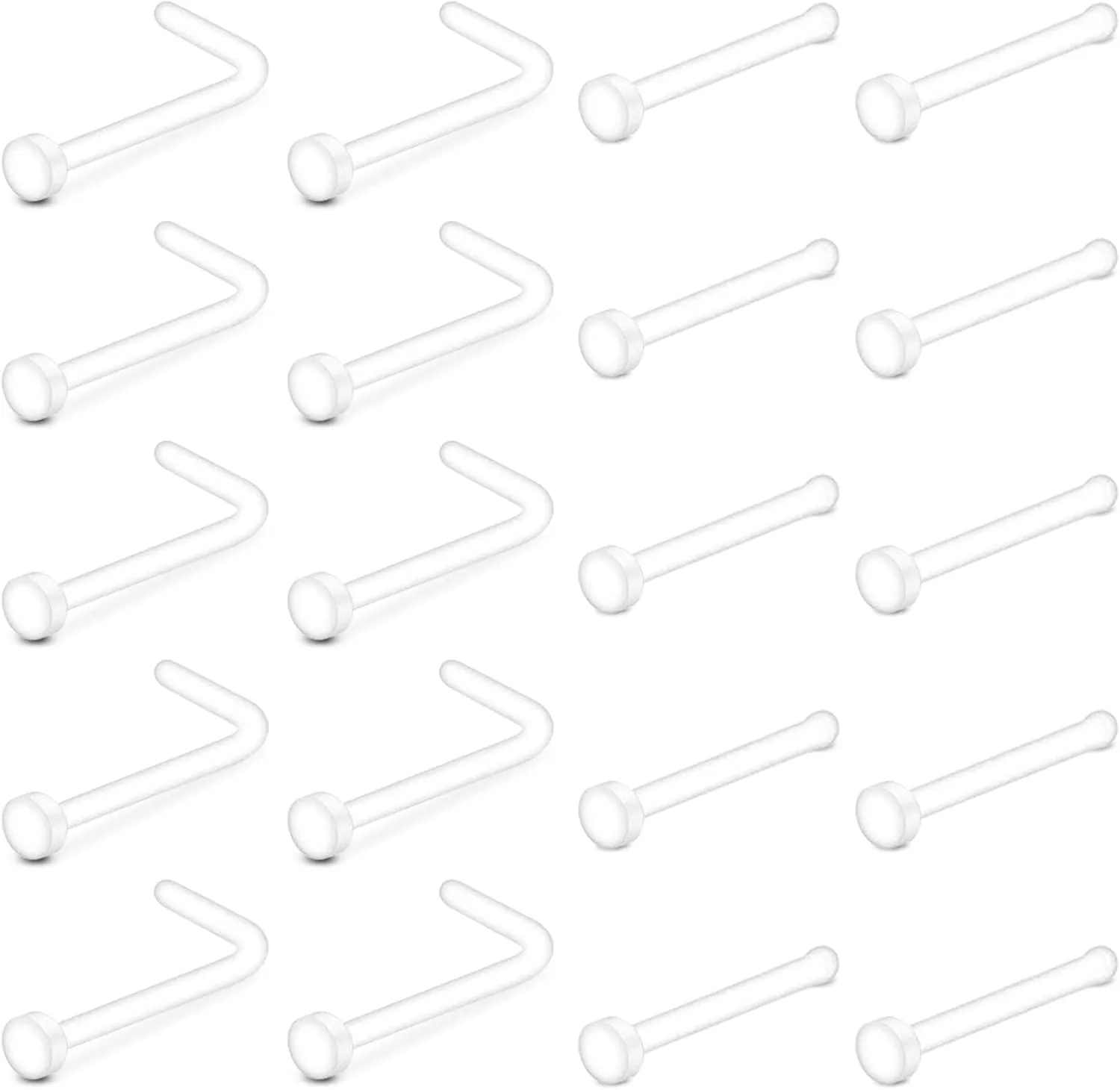 Longita Clear Nose Studs Clear Nose Rings for Work Clear Nose Piercing Plastics Nose Retainer for Surgery Nose Ring Spacers Nose Rings Retainer Septum Retainer Clear Lip Rings Plastic Earrings Studs