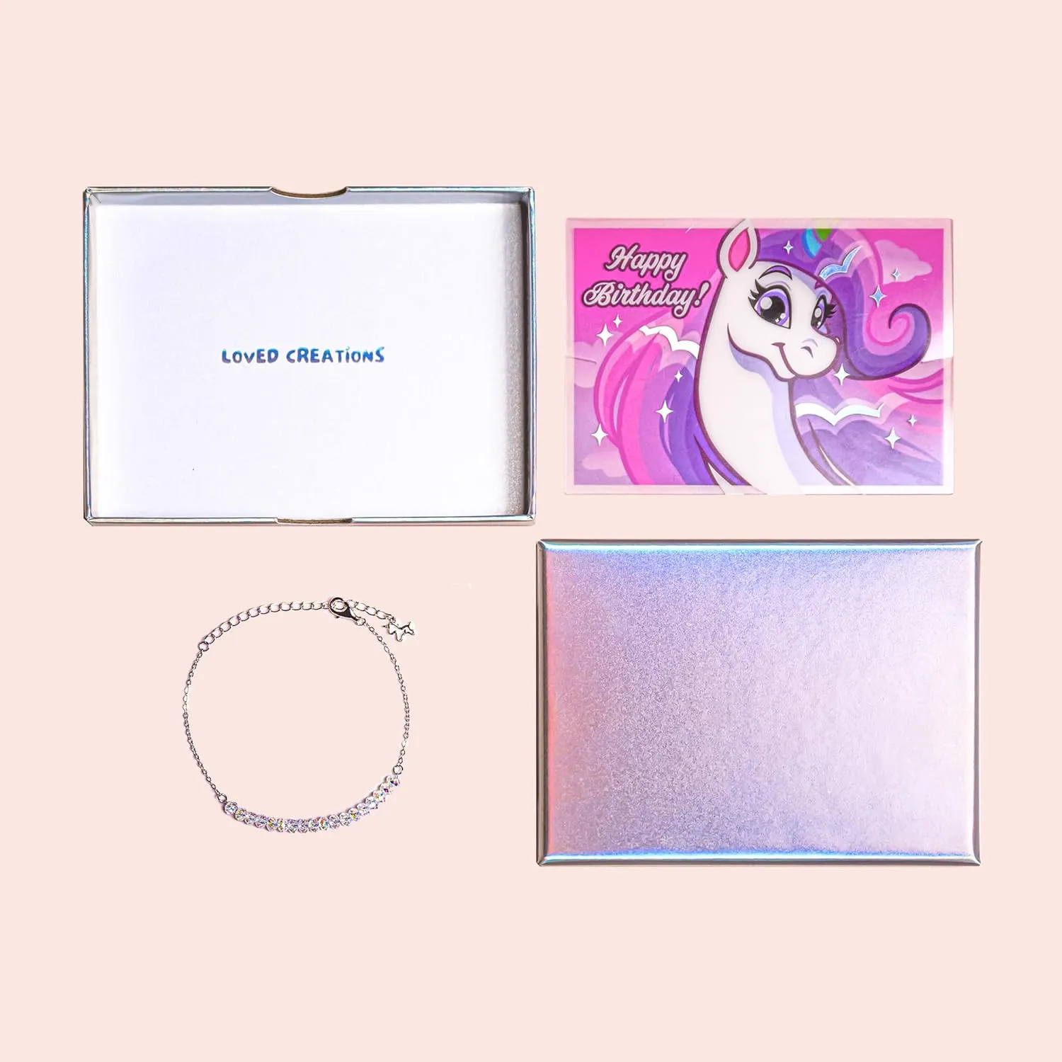 Loved Creations Birthday Bracelet Gift | Cute Unicorn Charm Bracelet | S925 Sterling Silver Crystal Bracelets Jewelry for Women