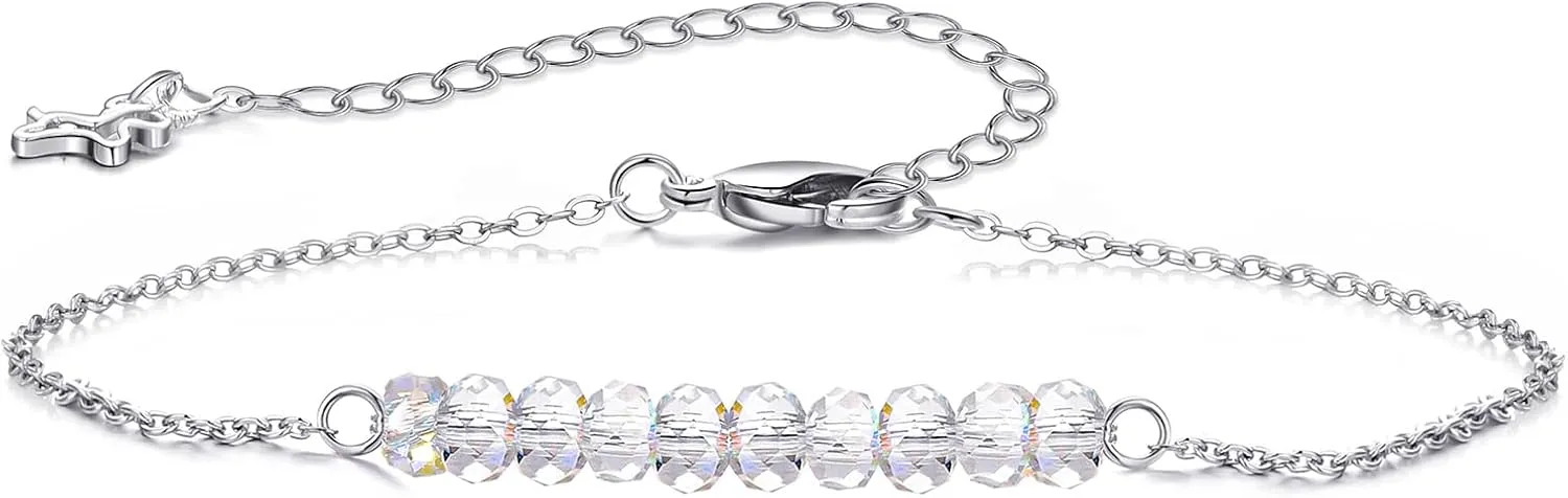 Loved Creations Birthday Bracelet Gift | Cute Unicorn Charm Bracelet | S925 Sterling Silver Crystal Bracelets Jewelry for Women
