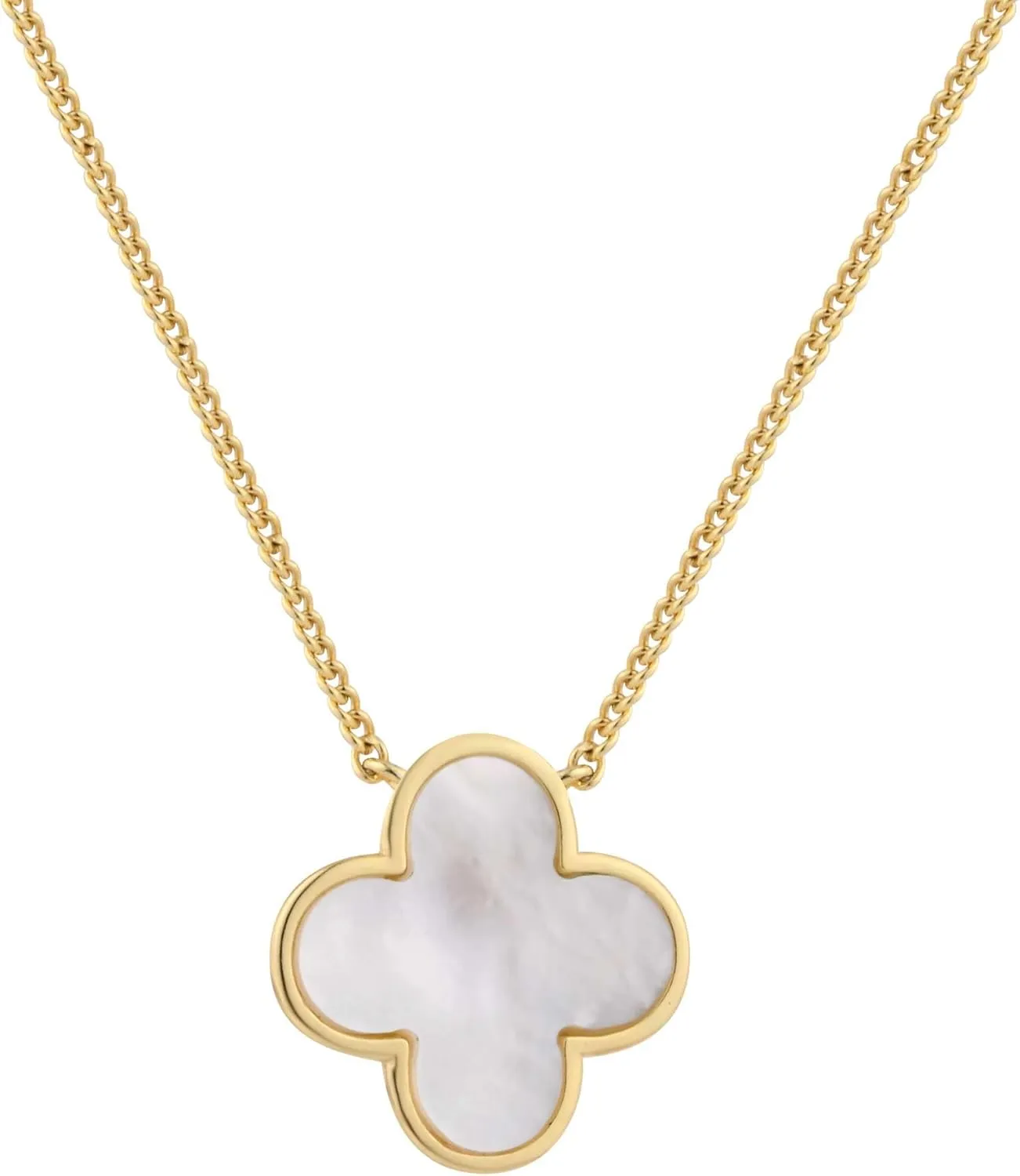 Lucky Clover Mother of Pearl Pendant Necklaces for Women Unique Dainty Gold Plated Four Leaf Clover Charm Choker Meaningful Jewelry Gifts for Faith Hope Love and Luck