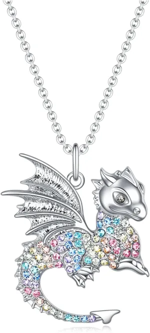 luomart Dragon Dinosaur Necklace Birthday Gifts for Girls,Dragons Dinosaurs Pendant Necklaces Jewelry for Women