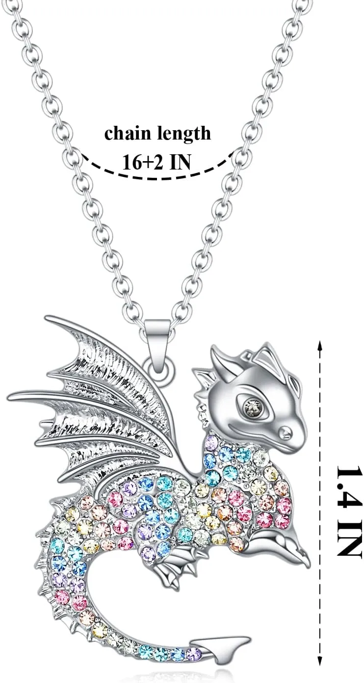 luomart Dragon Dinosaur Necklace Birthday Gifts for Girls,Dragons Dinosaurs Pendant Necklaces Jewelry for Women