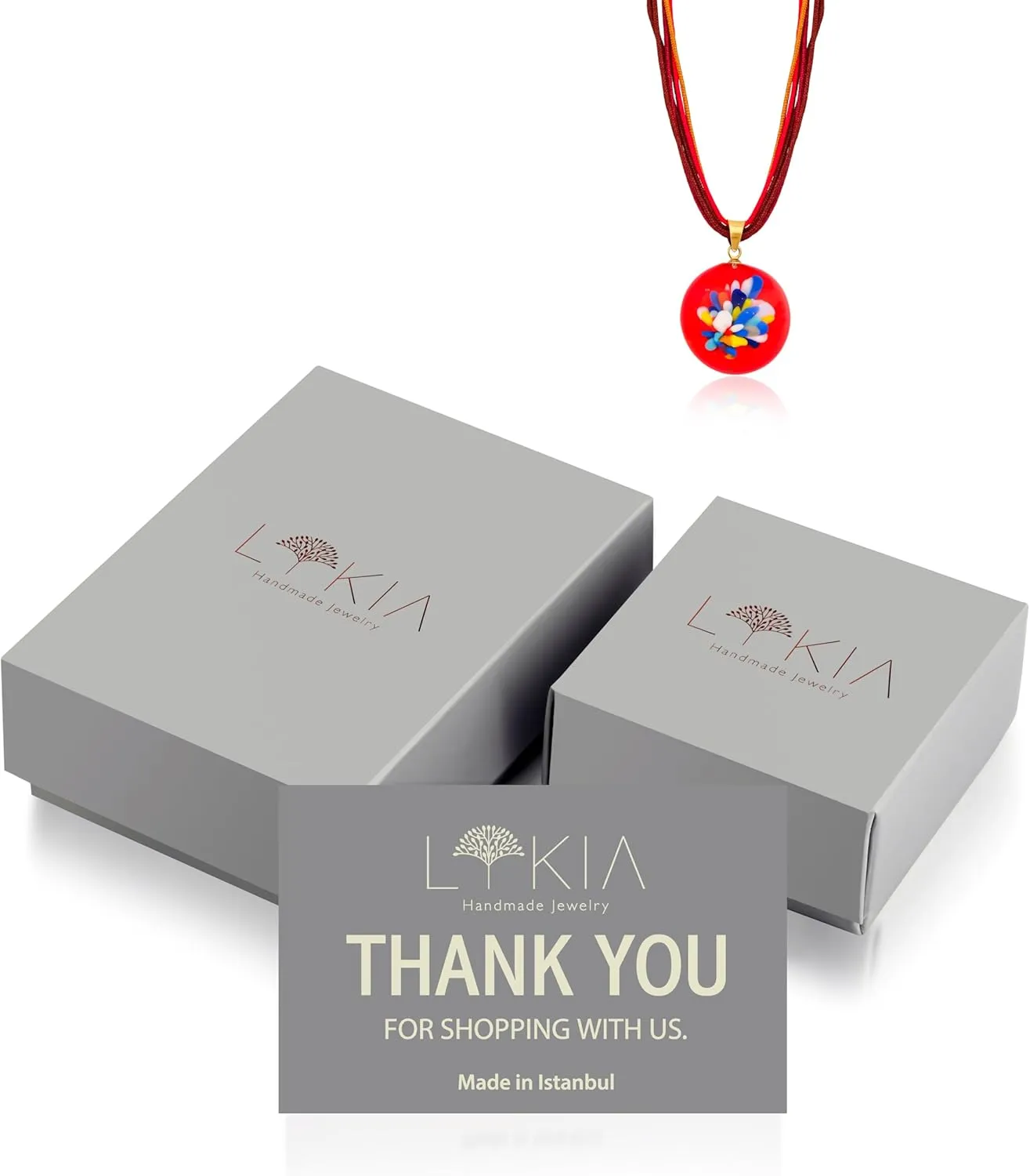LYKIA Venetian Murano Glass Necklaces Earrings Bracelets | 100% Handmade & 100% Unique | Pendants | Earrings | Protection | Positive Energy | Balance | Jewelry | Comes with Beautiful Gift Box