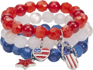 Madison Tyler American Flag Bracelets for Women | Red White Blue Stretch Beaded Bracelets | 4th of July Patriotic Independence Day Jewelry