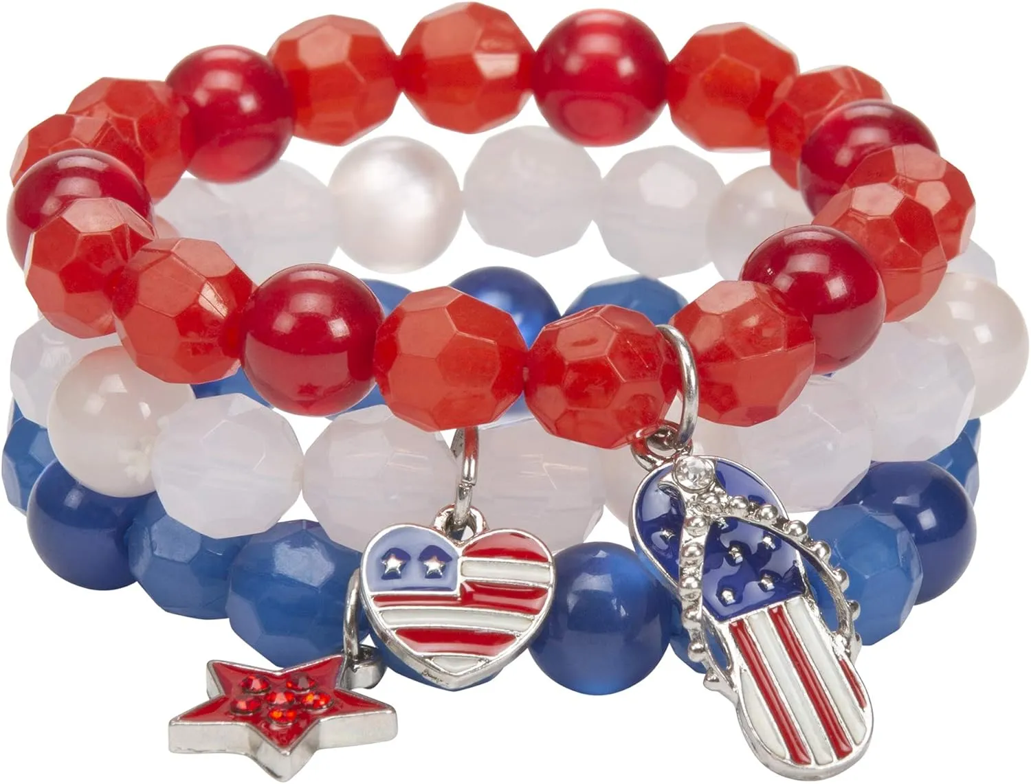 Madison Tyler American Flag Bracelets for Women | Red White Blue Stretch Beaded Bracelets | 4th of July Patriotic Independence Day Jewelry