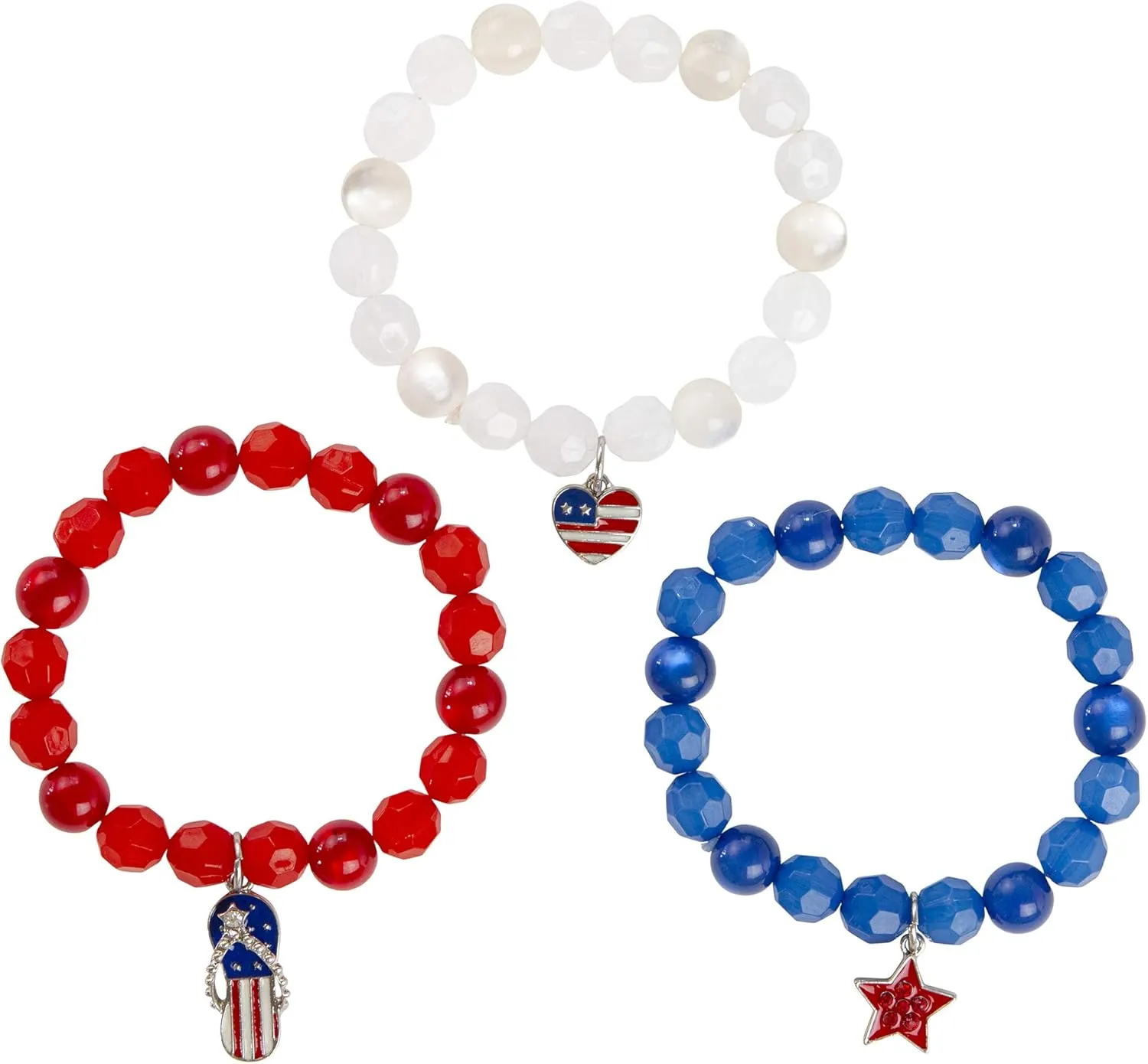 Madison Tyler American Flag Bracelets for Women | Red White Blue Stretch Beaded Bracelets | 4th of July Patriotic Independence Day Jewelry