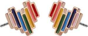 MALOYANVE Bohemian Rainbow Stud Earrings for Women Delicate Colorful Heart-shaped Design Exquisite Shiny Pierced Earrings LGBT Pride Jewelry Gift For Gay & Lesbian Pride