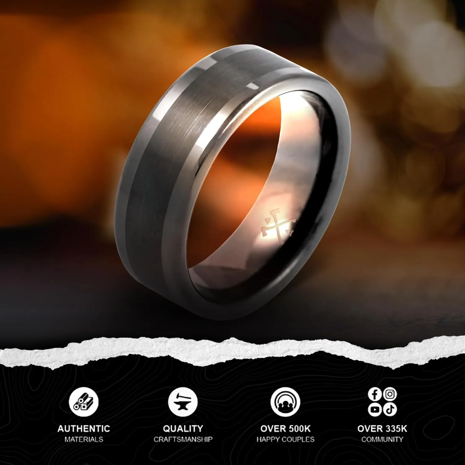 Manly Bands: Mens Black Plated Tungsten and Black Zirconium Wedding Bands and Rings - Comfort Fit and Stylish Black Rings for Men, Free Silicone Ring Included