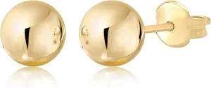MASSETE Gold Ball Stud Earrings for Women and Girls | 10k, 14k | White Yellow or Rose Gold | 5mm -12mm | Nickel Free