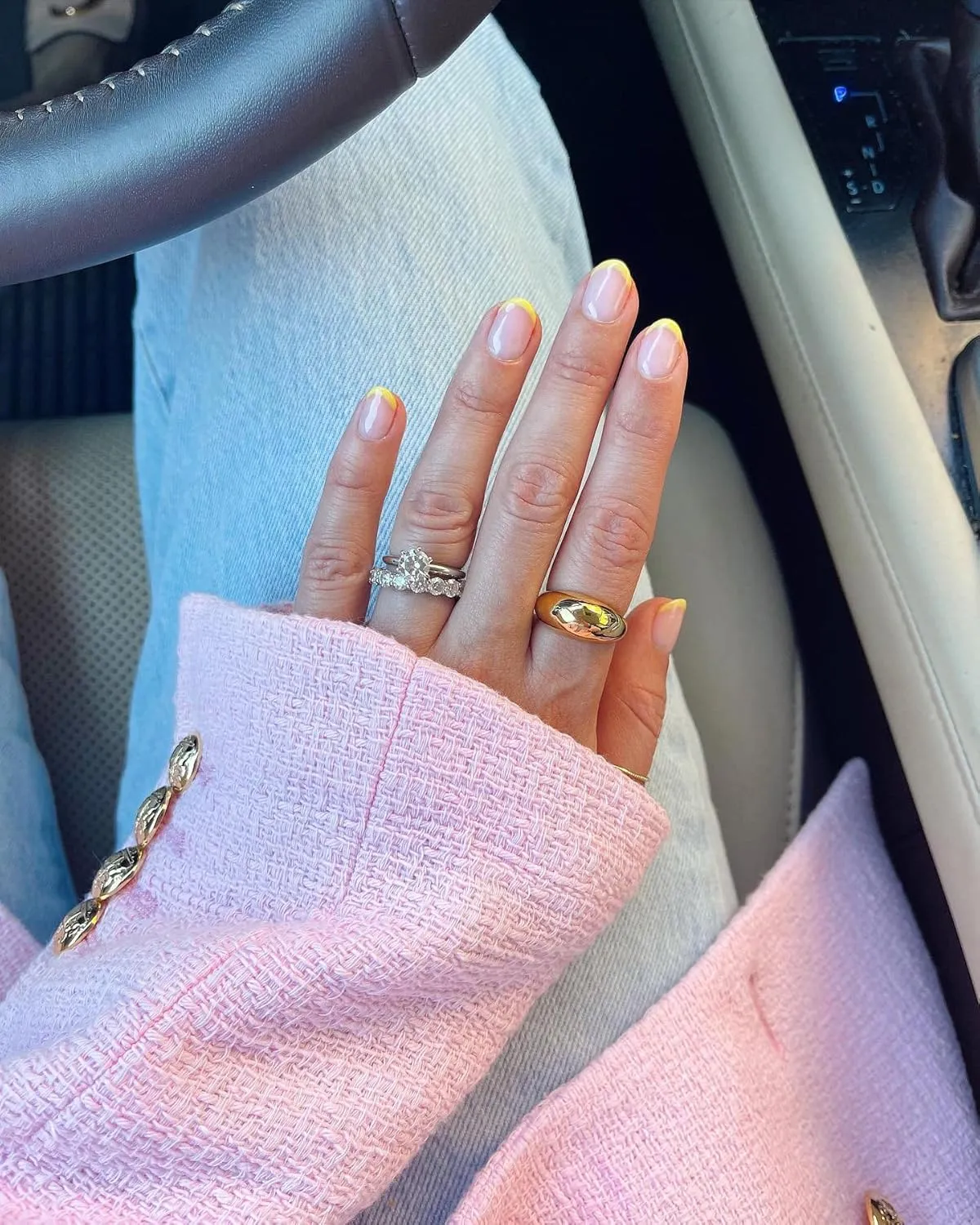 Me&Hz Chunky Rings for Women, 18K Gold Plated Simple Dome Statement Ring, Stackable Thick Band, Silver Gold Plated Minimalist Signet Ring, Size 5 to 10