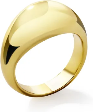 Me&Hz Chunky Rings for Women, 18K Gold Plated Simple Dome Statement Ring, Stackable Thick Band, Silver Gold Plated Minimalist Signet Ring, Size 5 to 10
