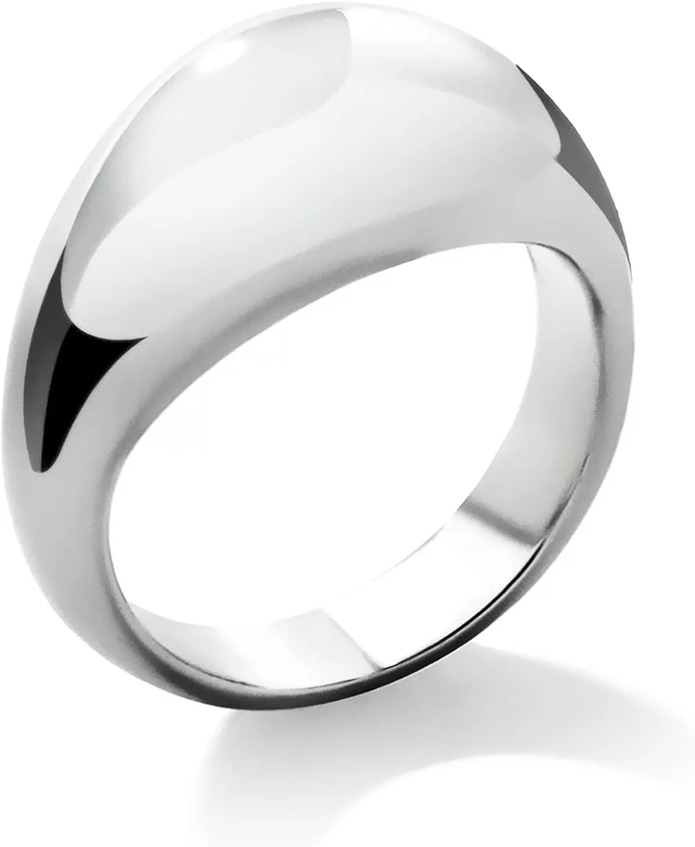 Me&Hz Chunky Rings for Women, 18K Gold Plated Simple Dome Statement Ring, Stackable Thick Band, Silver Gold Plated Minimalist Signet Ring, Size 5 to 10
