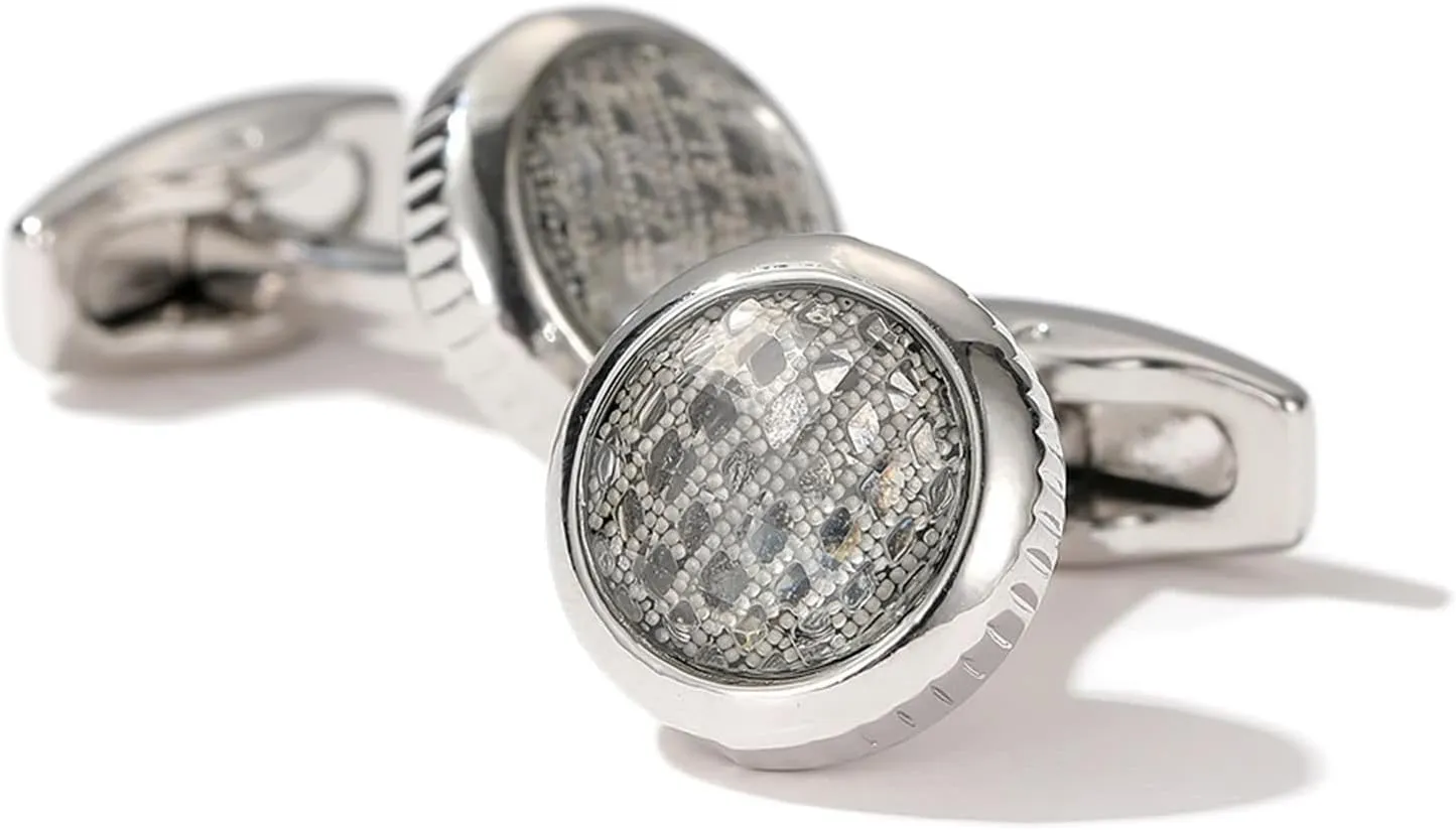 Men's Cuff Links Silver, Cufflinks Unique Unique Alloy Jewelry for Dress Shirt Tuxedo with Gift Box