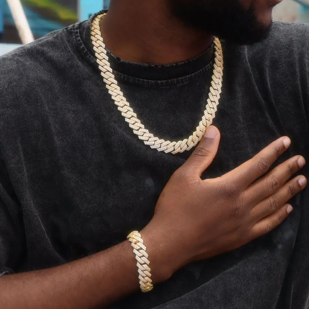 Mens Silver Cuban Link Chain for Women Chain Necklace Iced Out Chain Bling Necklace miami Cuban Link Bracelet Hip Hop Jewelry for Men and Women