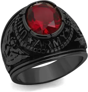 Men's USA United States Army Military Ring Patriotic Bezel Set Crystal Oval Centerstone