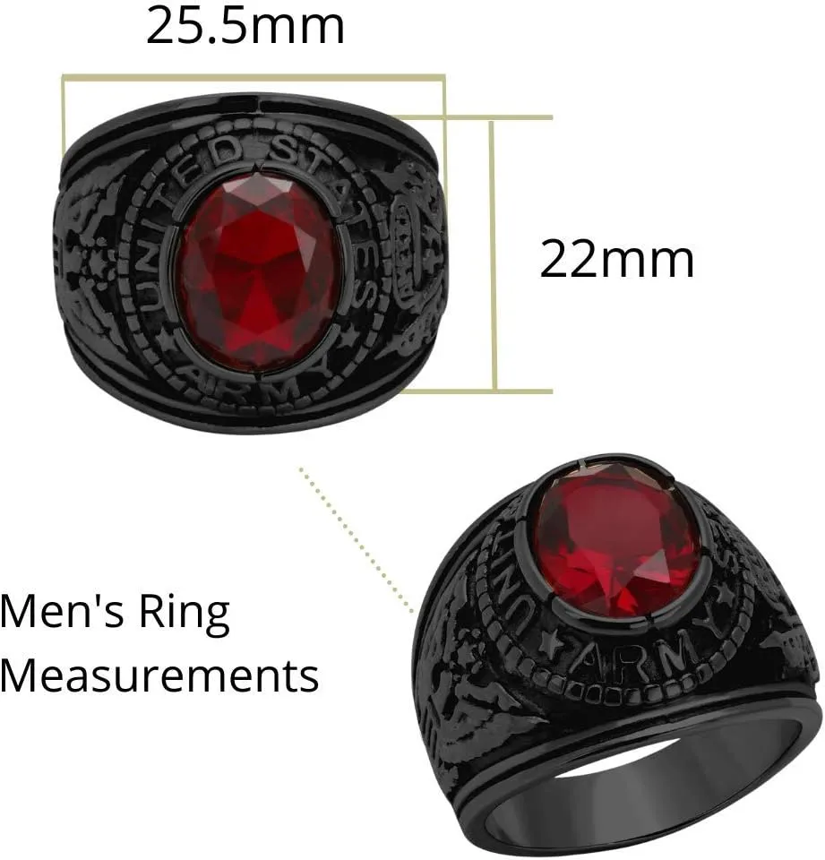 Men's USA United States Army Military Ring Patriotic Bezel Set Crystal Oval Centerstone