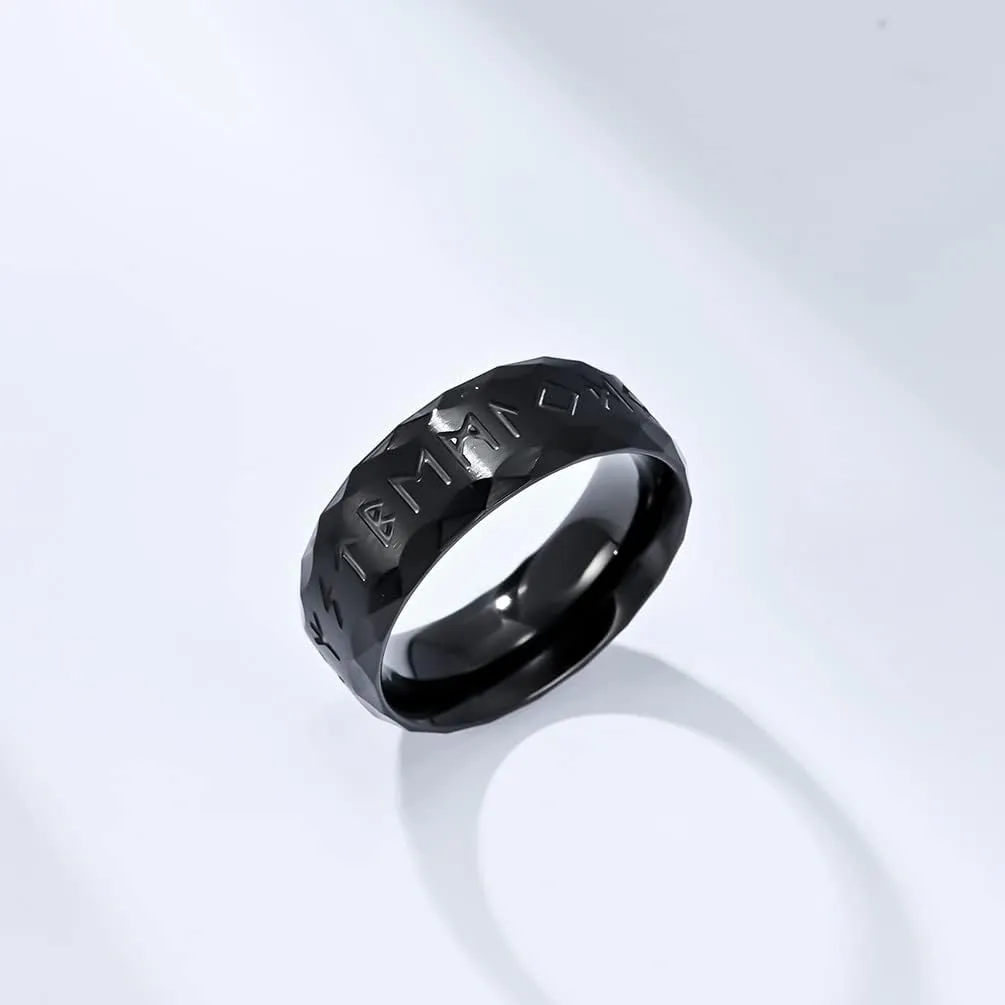 Men's Viking Rings Ring Stainless Steel Gold/Silver/Black/Retro Silver Runes Norse Nordic Wedding Bands Ring for Men size 8-12