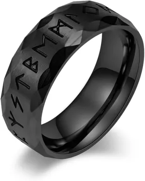 Men's Viking Rings Ring Stainless Steel Gold/Silver/Black/Retro Silver Runes Norse Nordic Wedding Bands Ring for Men size 8-12