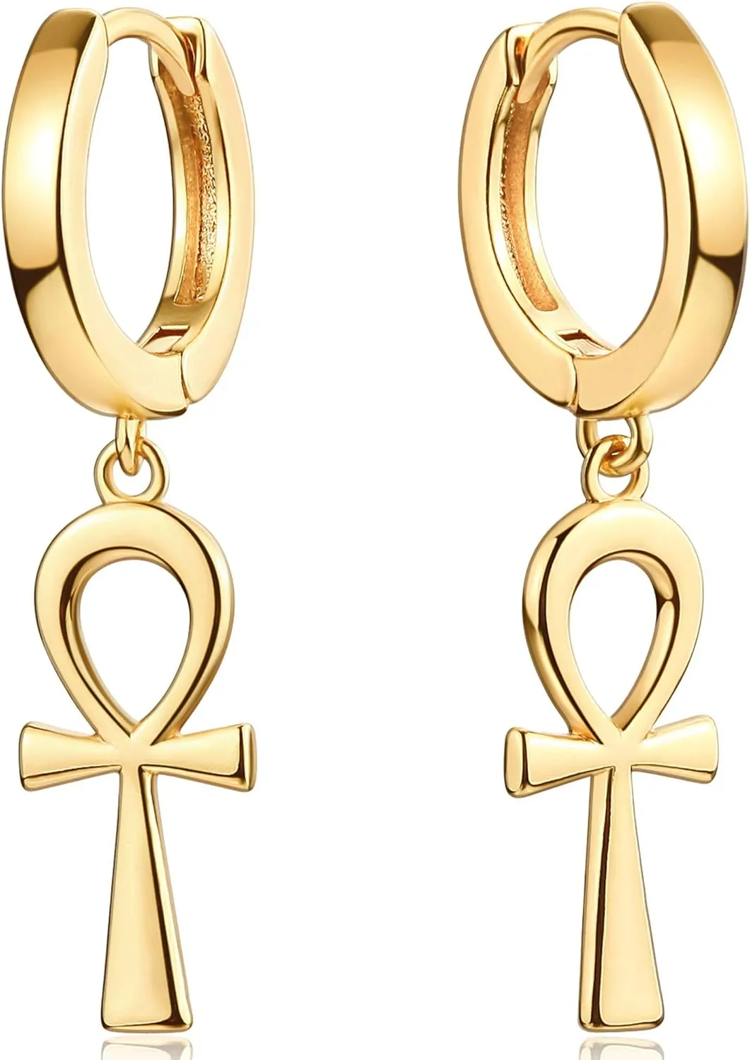 Mevecco Gold Dainty Dangle Hoop Earrings for Women 14K Gold Plated Delicate cute Geometric Triangle Cone Dangle Earrings