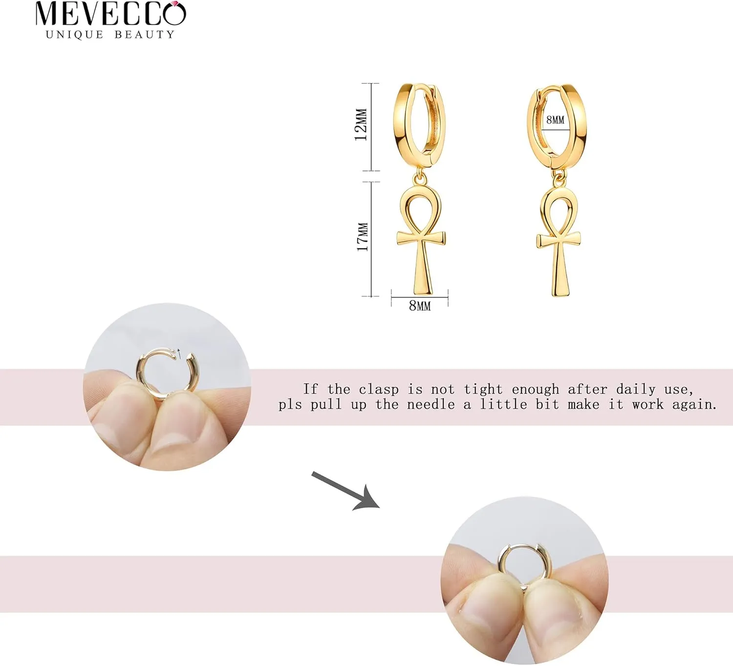 Mevecco Gold Dainty Dangle Hoop Earrings for Women 14K Gold Plated Delicate cute Geometric Triangle Cone Dangle Earrings
