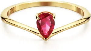 Michooyel 18K Gold Ruby Rings Simple Pear Cut Solitaire Rings Promise Ring
